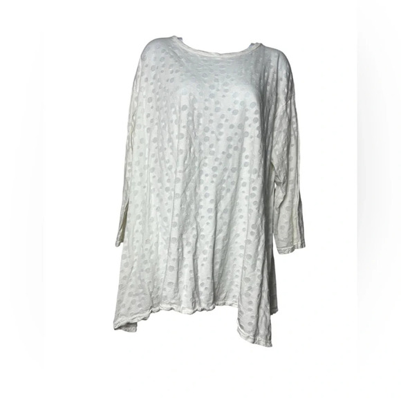 CUT LOOSE Polka Dot Contrast Top Size XXL 2X 3/4 sleeves cotton and mesh White - Picture 1 of 5